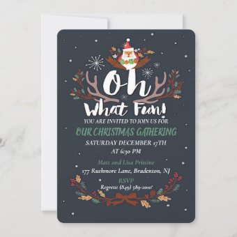 Cute Oh What Fun Christmas Party Invitation | Zazzle