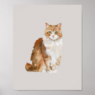 Cute Oil Painted Ginger Cat Poster | Cozy Orange T