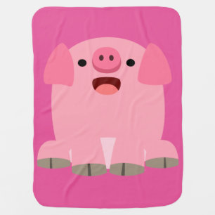 Cute Oinking Cartoon Pig Baby Blanket