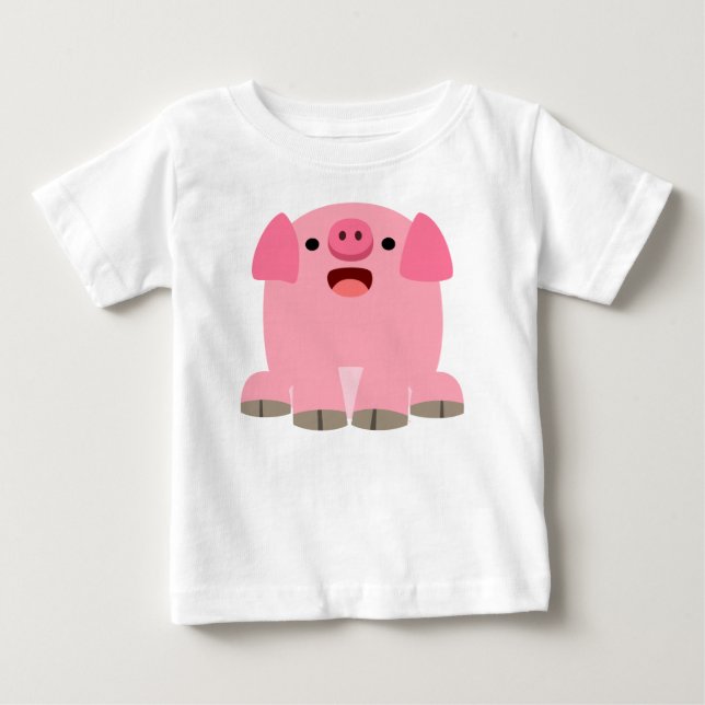 Cute Oinking Cartoon Pig Baby T-Shirt (Front)