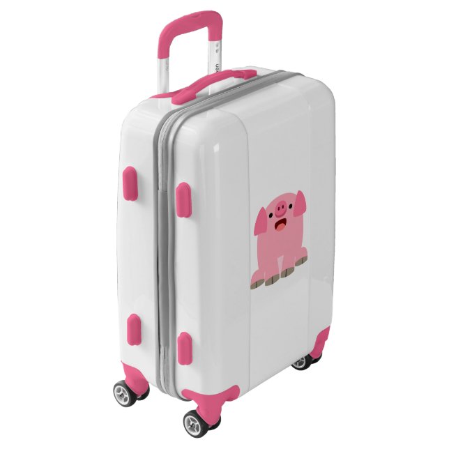 Cute Oinking Cartoon Pig Luggage (Rotated Left)