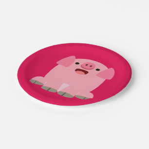 Cute Oinking Cartoon Pig Paper Plates