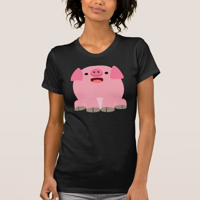 Cute Oinking Cartoon Pig Women T-Shirt (Front)
