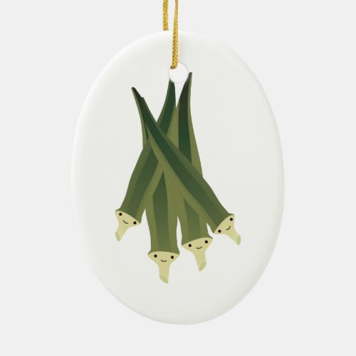 Cute Okra Ceramic Ornament