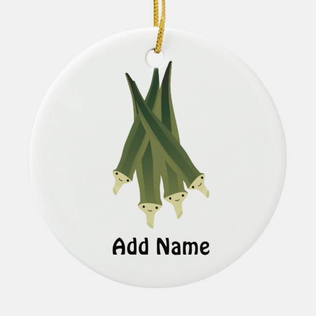 Cute Okra Ceramic Ornament (Front)