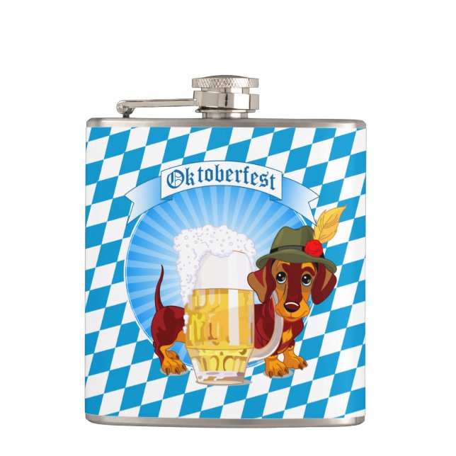 Cute Oktoberfest Beer Hound Flask (Front)