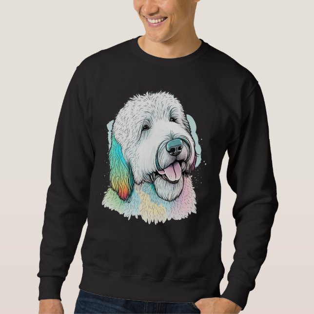 Cute Old English Sheepdog Dog on Bobtail Sweatshirt (Front)