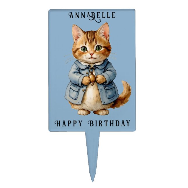 Cute Old Fashion Kitty Personalize Topper (Front)