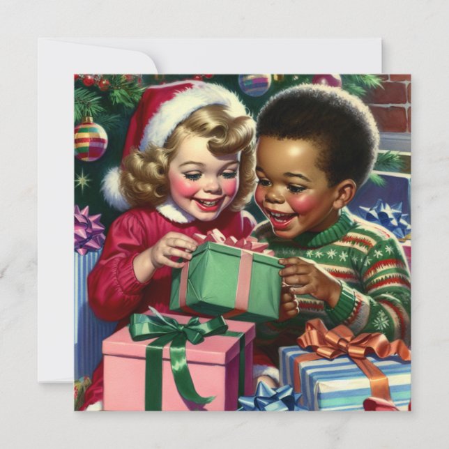 Cute Old-Fashioned Christmas and Happy New Year Card (Front)