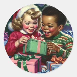 Cute Old-Fashioned Christmas and Happy New Year Classic Round Sticker