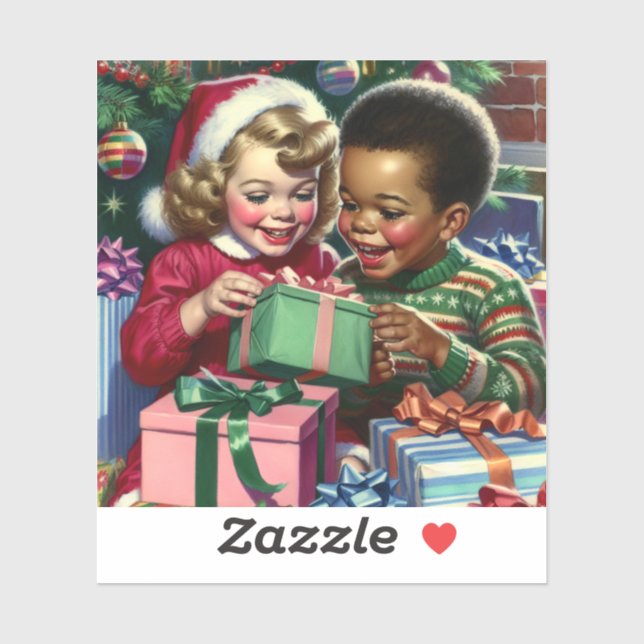 Cute Old-Fashioned Christmas and Happy New Year Sticker (Sheet)