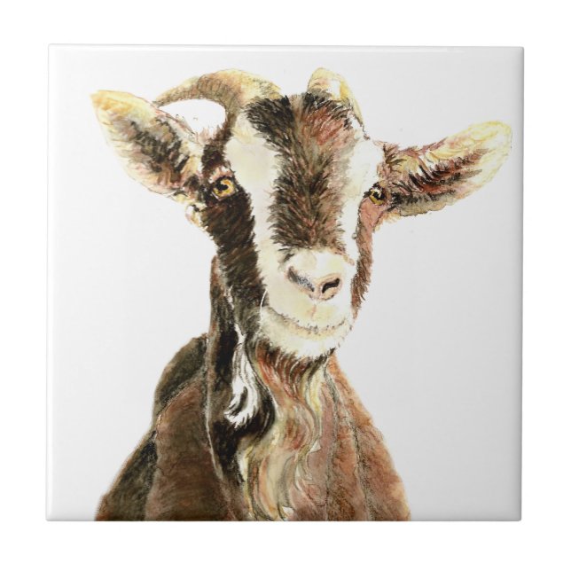 Cute Old Goat, Farm Animal Humor Tile (Front)