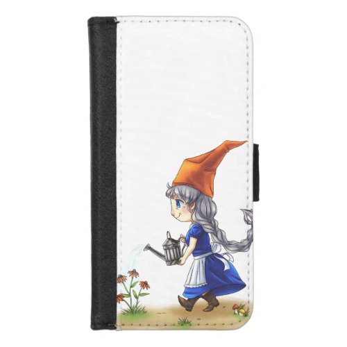 Cute Old Lady Gnome Watering Flowers iPhone 87 Wallet Case