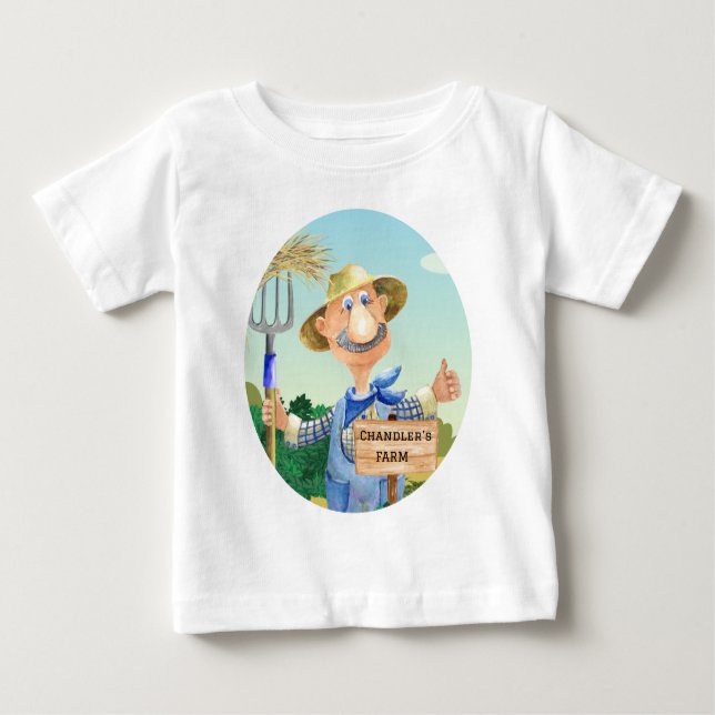 Cute Old MacDonald's Farm Personalized Baby T-Shirt (Front)