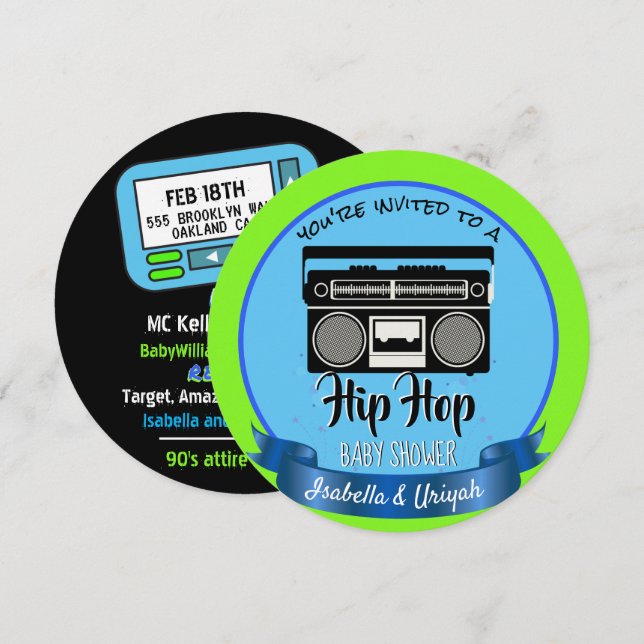 Cute Old School Retro  Hip Hop Invitation (Front/Back)