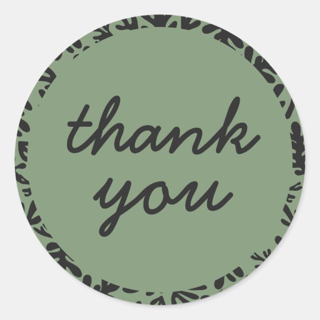 Cute Olive Green Labels Simple Botanical Thank You (Front)