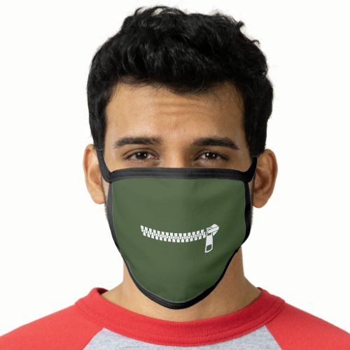 Cute olive green zipper mouth social distancing face mask