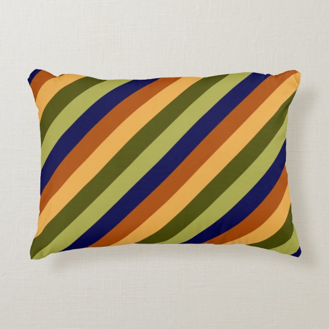 Cute Olive Sage Navy Stripes Accent Pillow (Front)