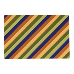 Cute Olive Sage Navy Stripes Laminated Placemat