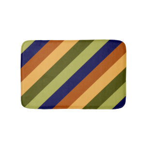 Cute Olive Sage Navy Stripes Small Bath Mat