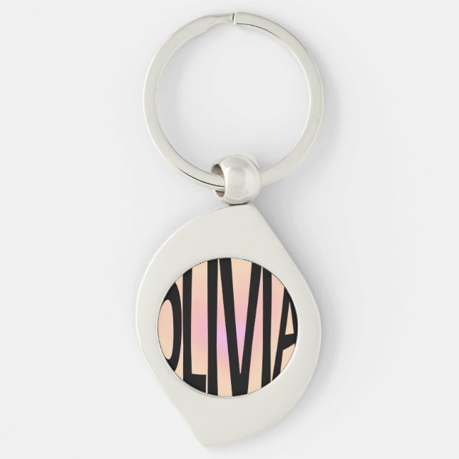 Cute Olivia name watercolor gradient keychain  (Front)