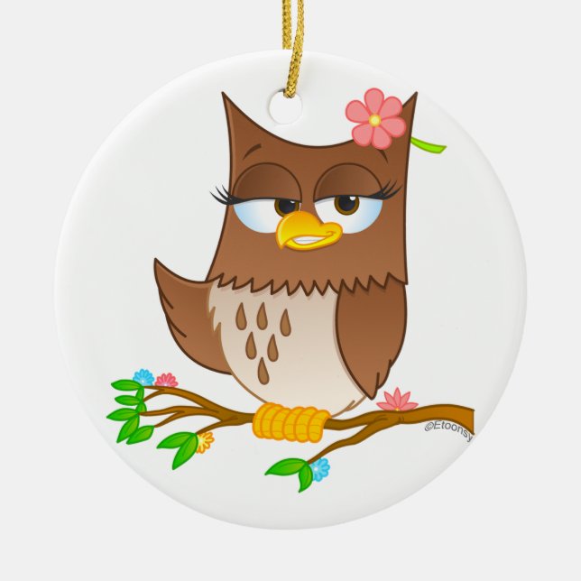 Cute Olivia VonHoot Christmas Tree Ornament (Front)