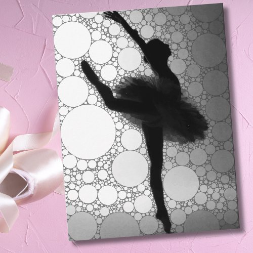 Cute Ombre Abstract Black White Dancing Ballerina Postcard