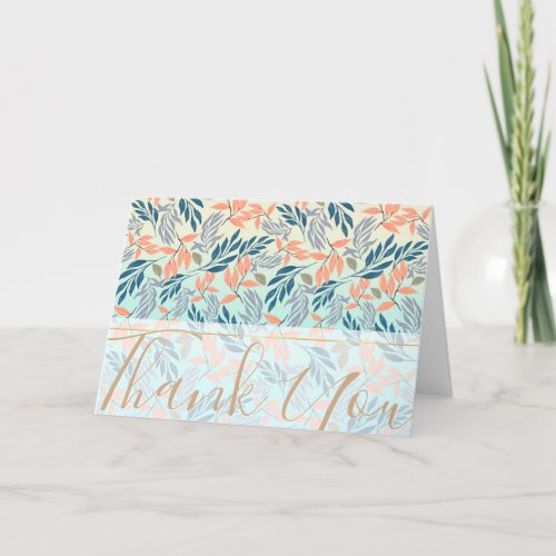 Cute Ombre Blue Orange Foliage Watercolor Paint Holiday Card
