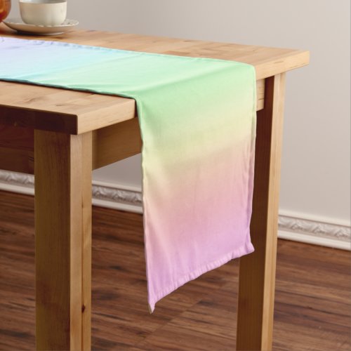 Cute Ombre Pastel Rainbow Gradient Party Short Table Runner