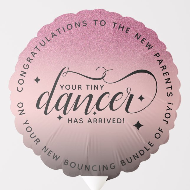 Cute Ombre Pink Glitter Starry Tiny Dancer Balloon (Front)