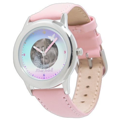 Cute Ombre Rainbow Color Gradient Photo Template  Watch