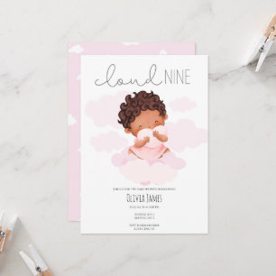 Cute On Cloud 9 Baby Shower Invitation