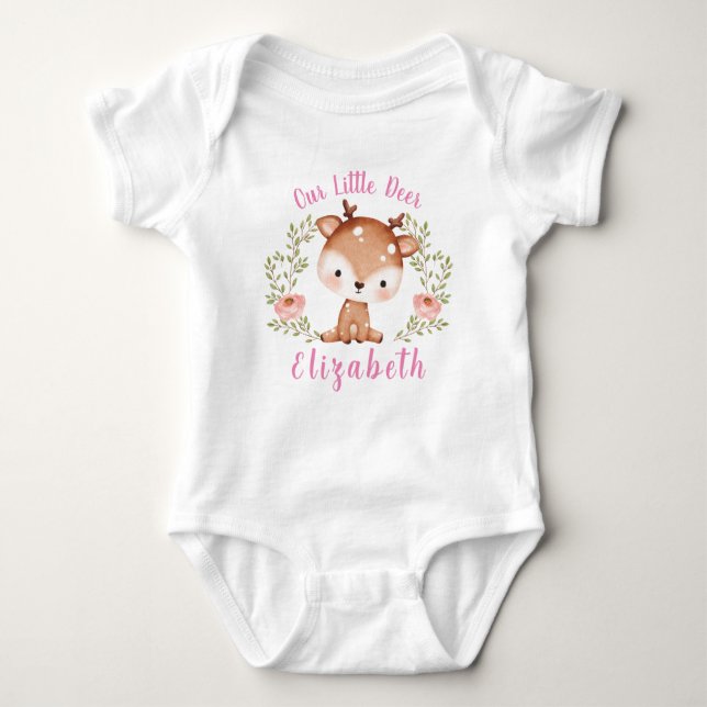 Cute ONE Deer First Birthday I Baby Shower Baby Bodysuit (Front)