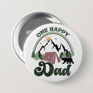 Cute One Happy Camper Birthday One happy Dad Button