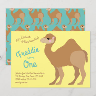 Cute One Hump Camel Kids 1st Birthday Party Invitation