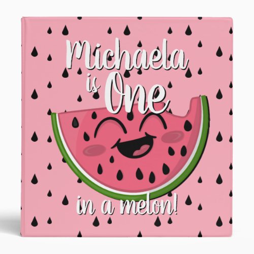 Cute One in a Melon Cute Watermelon Pink Pun 3 Ring Binder