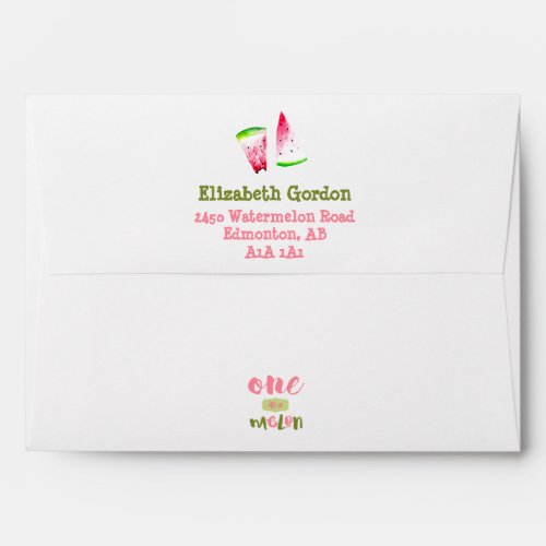 Cute One in a Melon First Birthday Pink Green Envelope