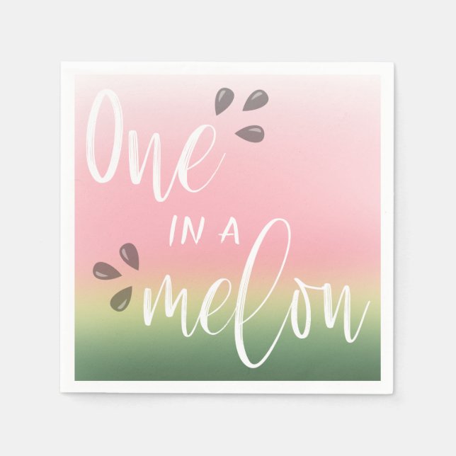 Cute "One In A Melon" Kids Birthday Party Napkins (Front)