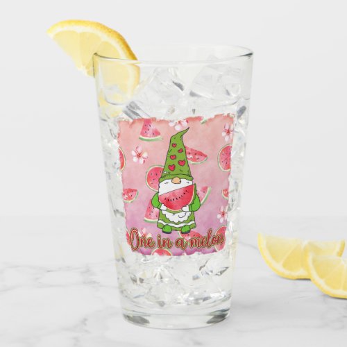 Cute One In A melon Summer Gnome Glass