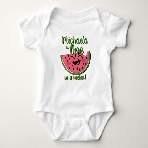 Cute One in a Melon Watermelon First Birthday Baby Bodysuit