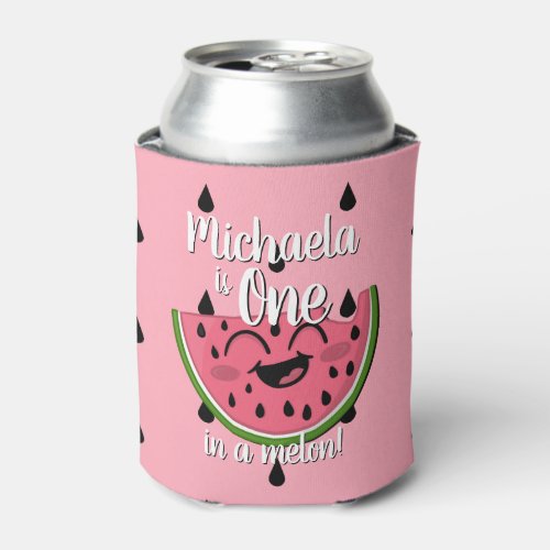 Cute One in a Melon Watermelon Girl First Birthday Can Cooler