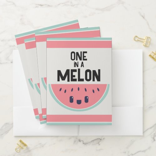 Cute One In A Melon Watermelon Pocket Folder