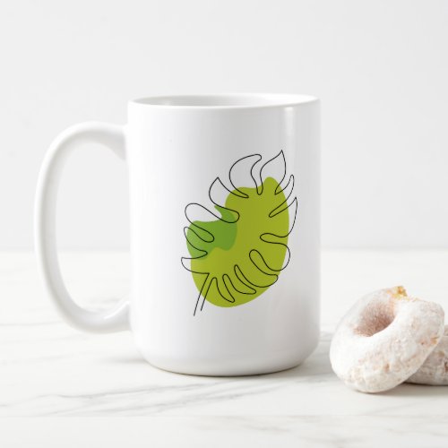 Cute one line art tropical isolated foliage coffee mug