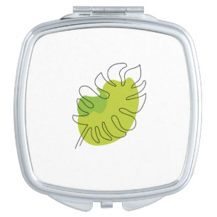 Cute one line art tropical isolated foliage compact mirror