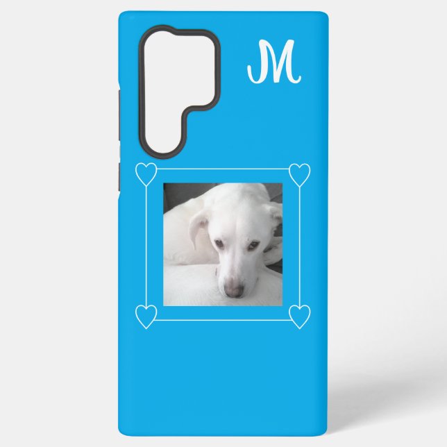 Cute One Photo Dog Single Initial Blue Samsung Galaxy Case (Back)