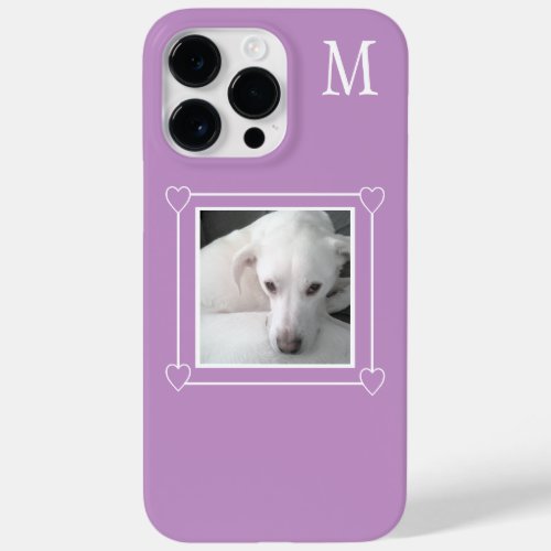 Cute One Photo Dog Single Initial Lavender Purple Case_Mate iPhone 14 Pro Max Case