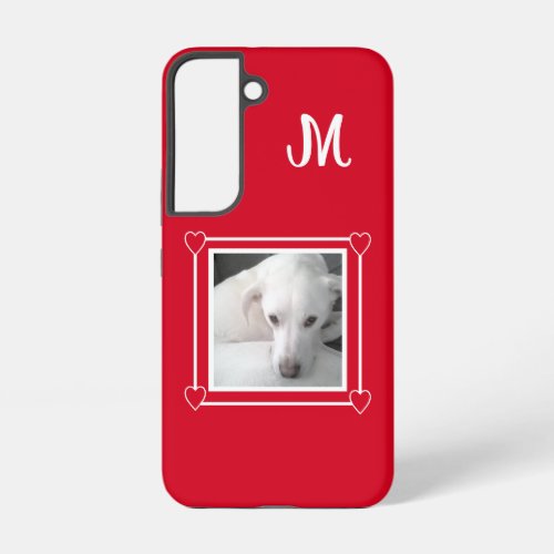 Cute One Photo Dog Single Initial Red Samsung Galaxy S22 Case