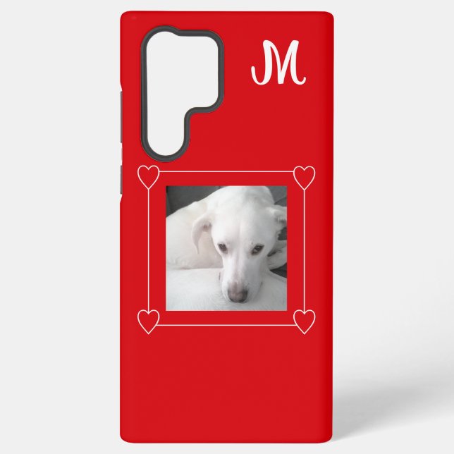 Cute One Photo Dog Single Initial Red Samsung Galaxy Case (Back)