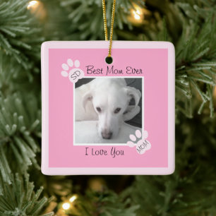 Cute One Photo Light Pink Dog Paws Frame Ceramic Ornament