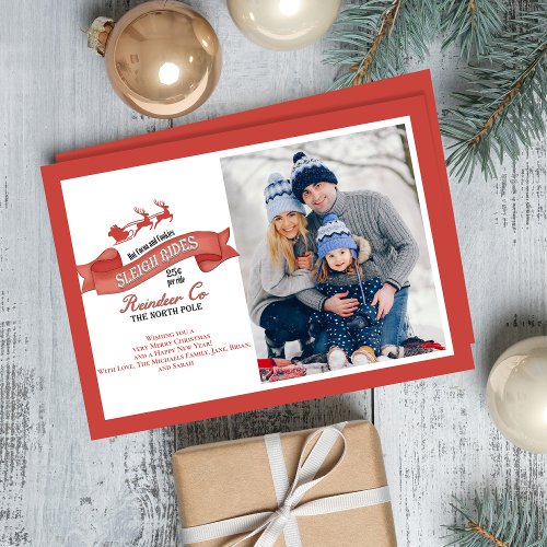 Cute One Photo Sleigh Rides Christmas Holiday Card